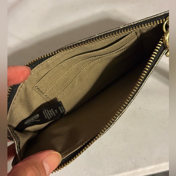 Fossil Leather Color Block Metallic Blue Green Gold Wristlet - Picture 3 of 4